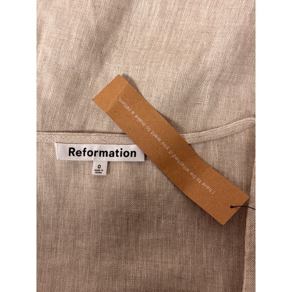 New Reformation Dress 0 Womens Linen Scoop Neck Sleeveless Button Front Mini - Picture 7 of 8